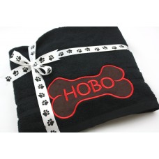 Personalised Embroidered Pet Dog Towel Bone Design